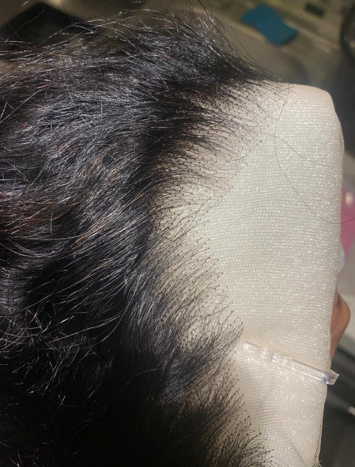Burmese Curly Virgin Hair Unit by Glam Luxe Hair Collection showing a natural curly hair extension with rich texture.