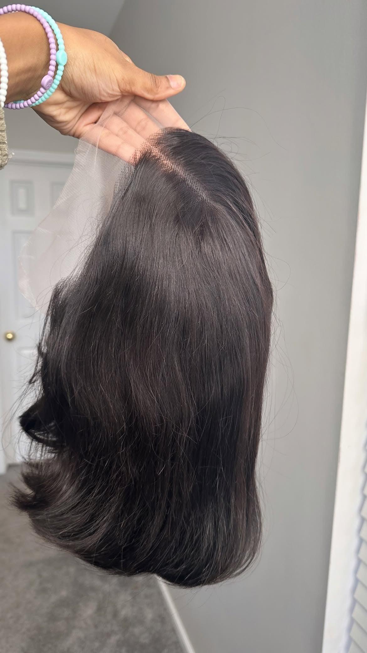 Straight virgin hair extension from Glam Luxe Hair Collection, showcasing smooth, sleek strands with a natural shine.