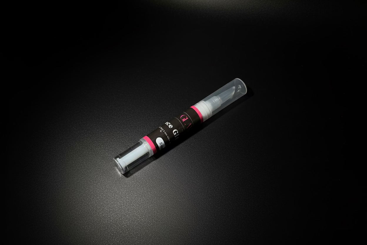 Glam Luxe Hair Collection Lace Glue Pen 5ml shown with applicator tip and clear adhesive in a sleek pen design.